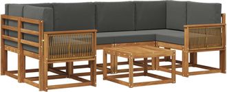 vidaXL Conjunto De Sof&aacute;s De Exterior 7 Uds. Natural Y Antracita Vidaxl