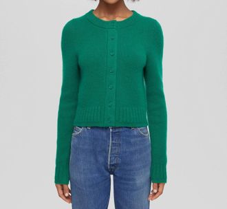 Re/Done Baby Crew Cardigan In Grass Green