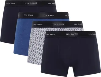 Ted Baker Effen boxershorts voor heren (Set van 4) (Marine/Multikleurig)