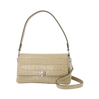 Tory Burch Tory Burch, Shoulder Bags, female, Beige, Size: ONE SIZE Small Charlie Croc-Embossed Shoulder Bag