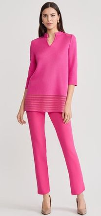 Ming Wang Relaxed Burnout Hem Soft Knit Tunic in Carmine Rose at Nordstrom, Size X-Large