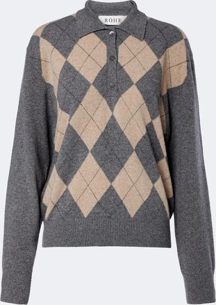R&oacute;he R&oacute;he Argyle wool-blend polo sweater