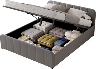 Concept Usine Cama con canap&eacute; abatible 160 x 200 cm en terciopelo gris