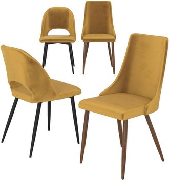 Rendez-Vous Déco Pack de 4 sillas de terciopelo amarillo