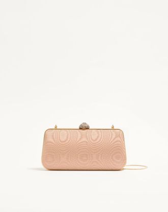 Valentino Garavani Valentino Garavani Carry Secrets Minaudiere in Moir&eacute; Fabric Woman PINK/CRYSTAL UNI