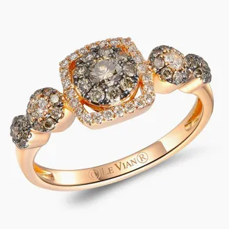 Le Vian Ladies Center Chocolate Cocktail Rings set in 14K Strawberry Gold TRHN 67
