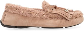 Jimmy Choo London Womens Moccasins Manon F Suede Toffee Toffee-Toffee Leather Loafers Toffee/toffee