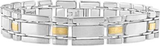 Pompeii3 Mens Polished Steel And Dark Gold Two Tone Flexible 12mm Link 8 Bracelet