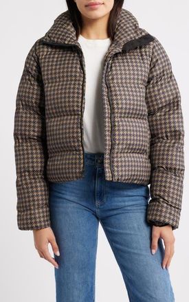 Helly Hansen Jade Water Repellent Puffer Jacket in Sepia Houndstooth at Nordstrom, Size X-Small