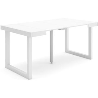 Skraut Home Mesa Consola Extensible, Mesa Comedor Plegable, 160, Para 8 Comensales, Patas Madera Maciza, Estilo Moderno, Blanco - Skraut Home