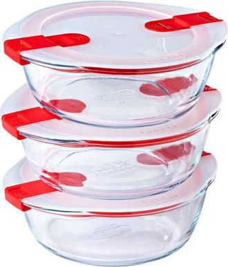 Pyrex Recipiente Conservador De Alimentos Pyrex Cook & Heat 1,1 L Transparente 3 Piezas