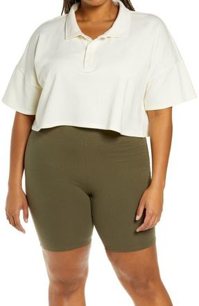 BP. French Terry Crop Polo in Ivory at Nordstrom, Size 4X