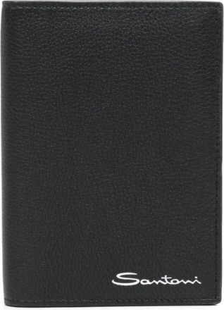 Santoni Wallets & Cardholders, male, Black, Size: ONE SIZE Leather Wallet