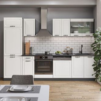 Vicco Mueble De Cocina R-line, Casa De Campo Blanca/antracita, 300 Cm Sin Encimera