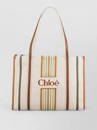 Chlo&eacute; woody small canvas shoulder bag