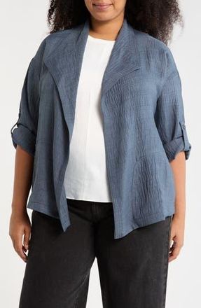 Max Studio Textured Open Front Jacket in Heather Blue Steel at Nordstrom Rack, Size 2X