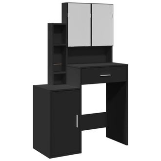 Berkfield Home Dressing Table with Cabinet Black 80x35x132 cm | Size: 80 x 35 x 132 cm
