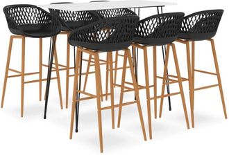 vidaXL 7 Piece Bar Set White and Black Vidaxl