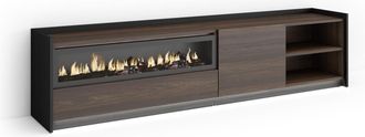 Skraut Home Skraut Home - Mueble Tv, Televisi&oacute;n, Muebles De Sal&oacute;n, Almacenaje, 207x37x50cm, Para Tv Hasta 80, Chimenea El&eacute;ctrica, Led, Estilo Moderno, Roble Oscur