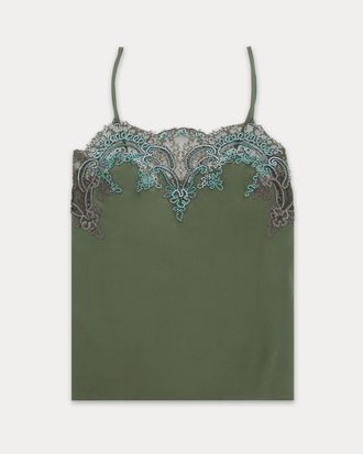 Fortela Brianne Embroidered Silk Top in Dark Green at Nordstrom, Size 42 Eu