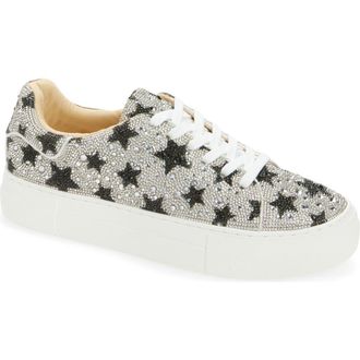 Betsey Johnson Sidny Platform Sneaker in Black Star at Nordstrom, Size 9.5