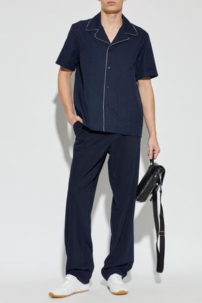 Balmain Shirt With Monogram, Mens, Navy Blue