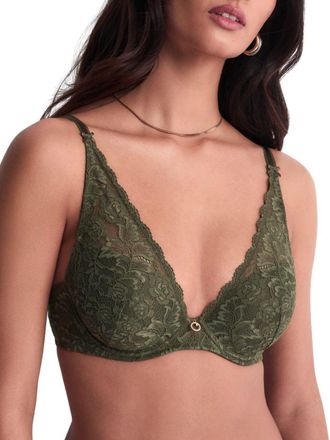 Aubade Womens Rosessence Care High Apex Plunge Bra - Green Polyamide - Size 36B