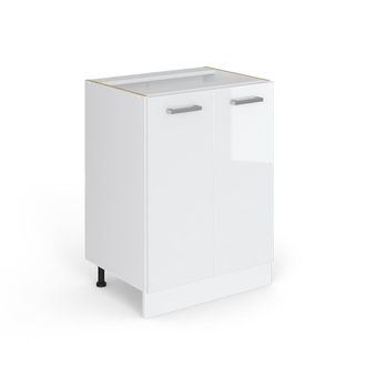 Vicco Mueble Bajo Universal R-line, Blanco Alto Brillo, 60 Cm Con Puertas, Sin Encimera Vicco