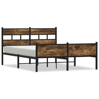 Berkfield Home Metal Bed Frame without Mattress Smoked Oak 160x200 cm in Brown
