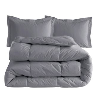Elegant Comfort 3 Pc 100% Cotton Down Alternative Comforter Set With Shams - Premium Hotel Quality