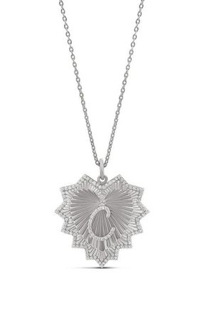 SHYMI Starburst Pav&eacute; Inital Pendant Necklace in Silver at Nordstrom
