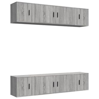 vidaXL Vidaxl - Set De Muebles Para Tv 6 Pzas Madera Contrachapada Gris Sonoma