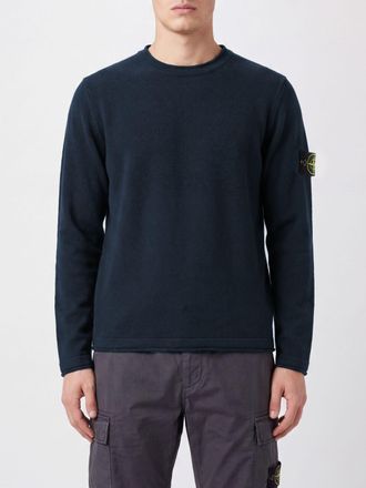 Stone Island Maglia girocollo in misto cotone con patch logo Compass