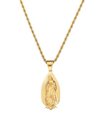 Eyecandy LA Eye Candy La The Bold Collection Titanium Virgin Mary Pendant Necklace