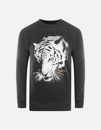 Roberto Cavalli Mens Cavalli Class Tiger Silhouette Logo Black Sweatshirt - Size: 38