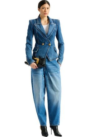 Balmain Denim 2-button jacket in Blue at Nordstrom, Size 38 Eu
