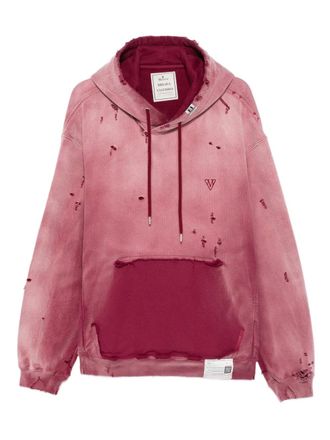 Miharayasuhiro distressed hoodie - men - Cotton - 46 - Red