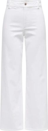 Jacqueline de Yong Iris Stretch High Waist Wide Pant - Dames - Wijde Broeken - Wit - S - Broeken