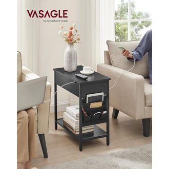 Tavolino Stretto Salvaspazio Con Cassetto - Mobiletto Sottile In Legno E Metallo Per Soggiorno, Cucina, Ingresso - Marrone Vintage 40x18x65 Cm