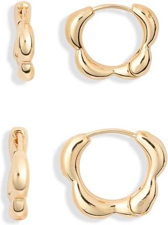Leith 2-Pack Floral Hoop Earrings in Gold at Nordstrom Rack