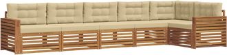vidaXL Conjunto De Sof&aacute;s De Exterior 6 Uds. Natural Y Beige Vidaxl