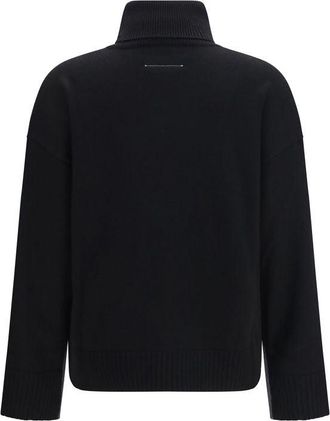 Maison Margiela Two-Tone Merino Wool Sweater - Black