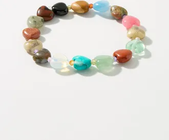 Simons Womens Heart natural stone bracelet