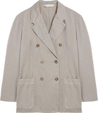 Palm Angels Dubbelbreasted Jas - Dames - Blazers - Beige - XS - Katoen - Jassen