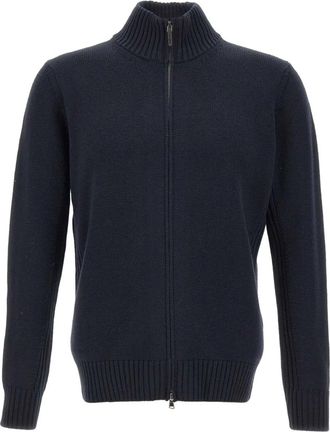 KANGRA Cardigan a coste con zip - Blu