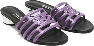 Ferragamo Sandali in pelle con dettaglio cut-out - Viola