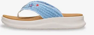 Hey Dude Womens Tide Flip Flops In Denim Stars