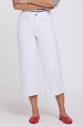 NYDJ Brigitte Patch Pocket High Waist Wide Leg Capri Jeans in Optic White at Nordstrom, Size 10P