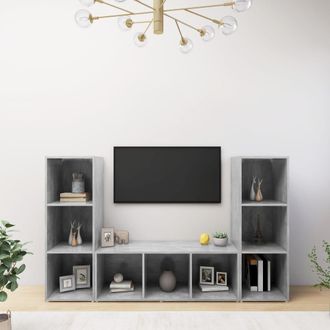 vidaXL Vidaxl - Muebles De Sal&oacute;n 3 Piezas Madera Ingenier&iacute;a Gris Hormig&oacute;n