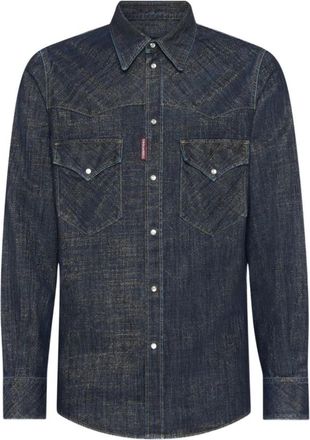 Dsquared2 Denim Overhemden voor Mannen - Heren - Spijkeroverhemden - Blauw - XL - Denim - Overhemden